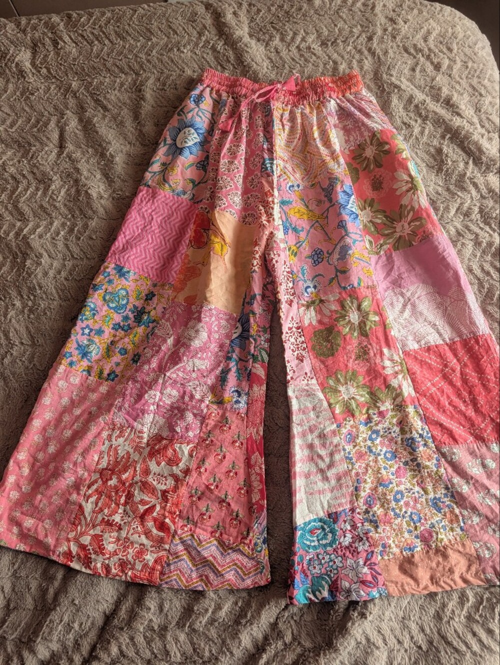 Boho Wide Leg Patchwork Pants-One Size